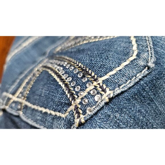 Seven7 Dark Wash Boot Cut Bling Jeans 28" - Picture 5 of 8